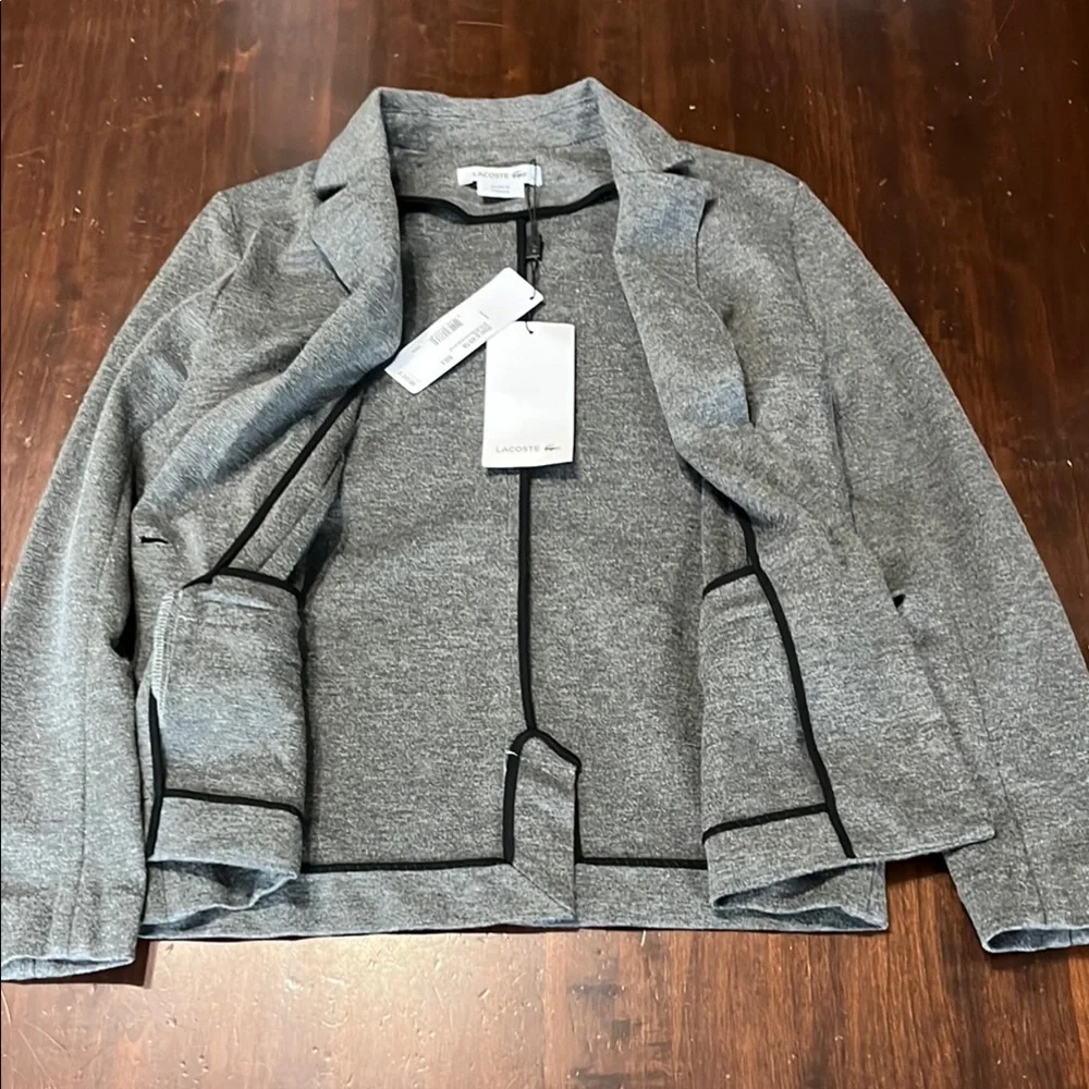 Lacoste Clair Fleece Blazer in Granite Grey EUR Size 38 NWT